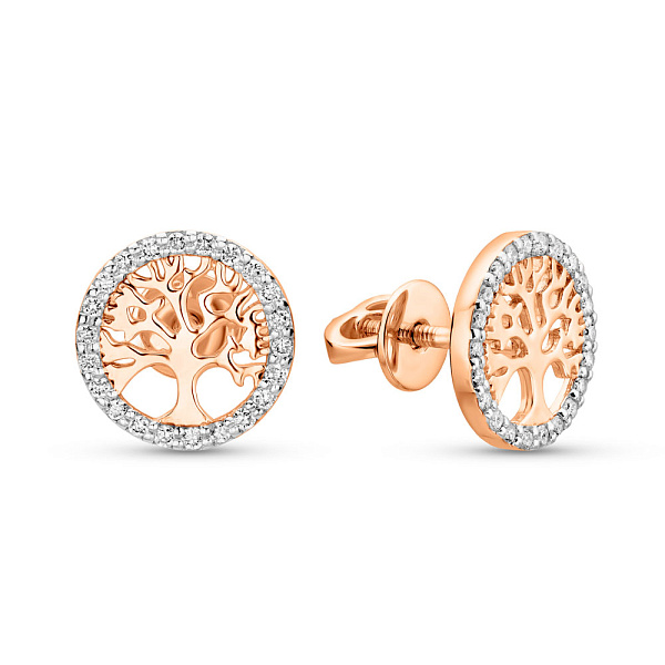 Золоті сережки Дерево життя з діамантами (арт. Т011543015) – зображення 1
