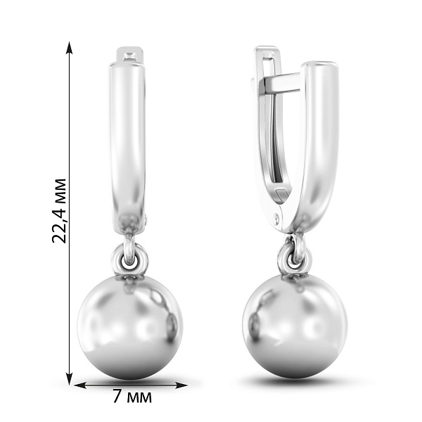 Сережки Шарики из белого золота (арт. 110521/7б) – изображение 2
