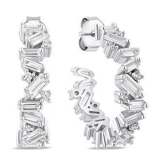 Фото Серебряные пусеты с дорожкой из фианитов (арт. 7518/7306)