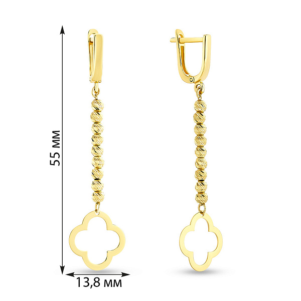 Сережки-підвіски з жовтого золота (арт. 107891ж) – зображення 2