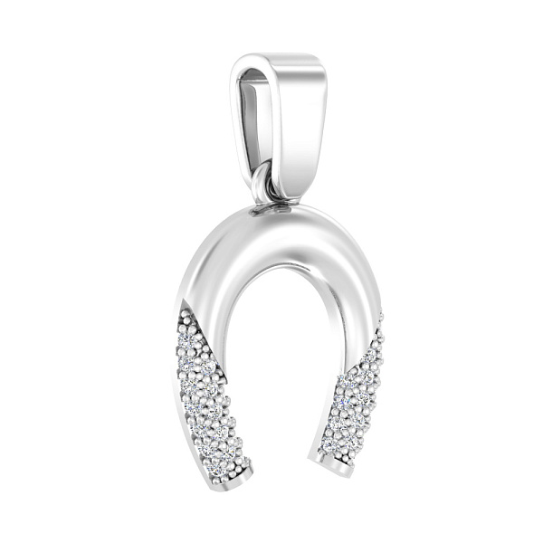 Підвіска з білого золота Підкова з фіанітами (арт. 440366б) – зображення 1