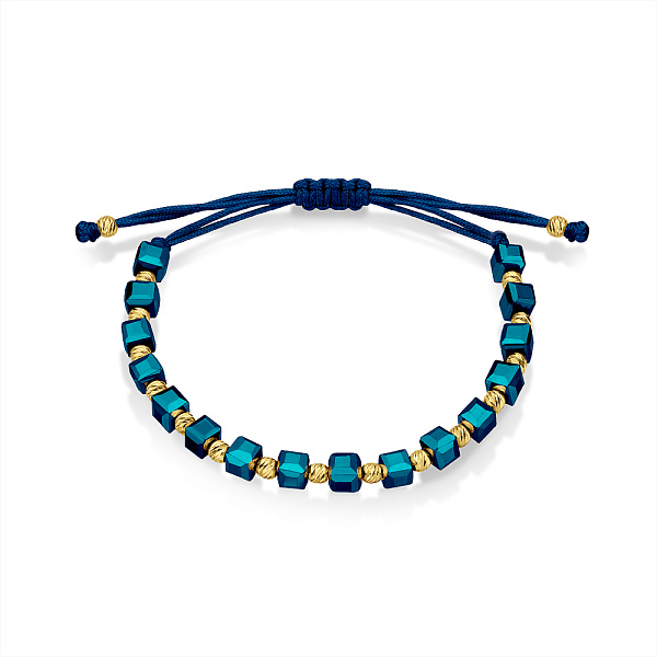 Браслет на нити c вставками из серебра и с ониксом (арт. 7309/2408сжоин) – изображение 1