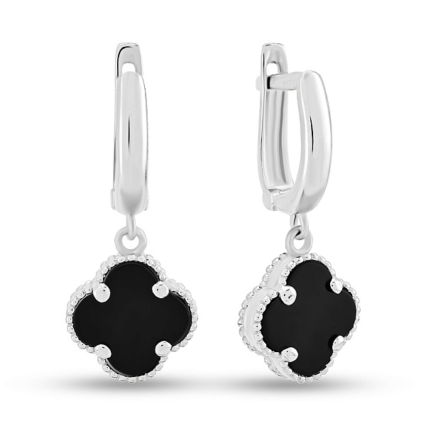 Золоті сережки Конюшина з оніксом (арт. 105693/9бо) – зображення 1