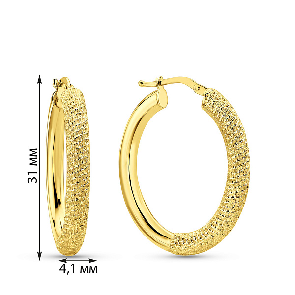 Золотые серьги-кольца без камней (арт. 1091610/30ж) – изображение 3