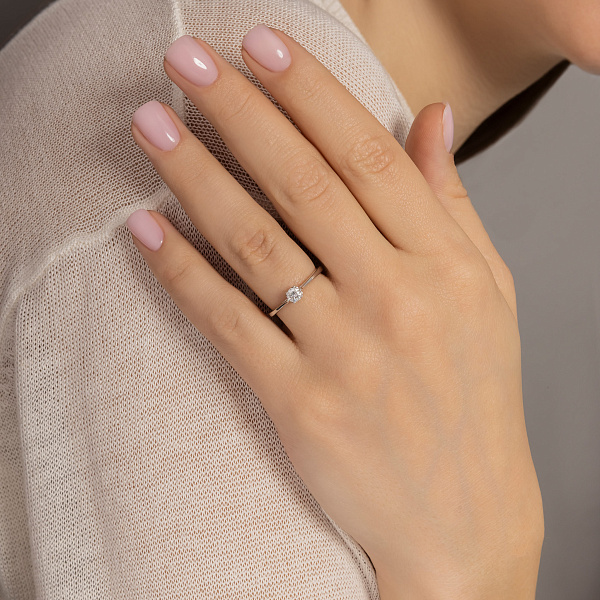 Кольцо для помолвки из белого золота с бриллиантом (арт. К341271020б) – изображение 3