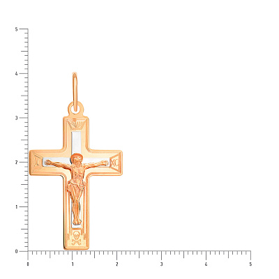 Нательный крестик из красного золота с распятием  (арт. 521131нр)