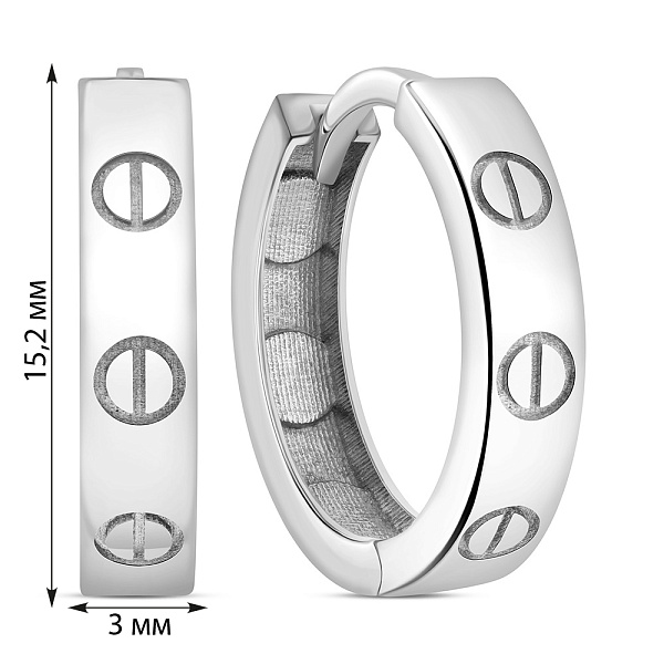 Сережки кольца из белого золота (арт. 106245/15б) – изображение 2