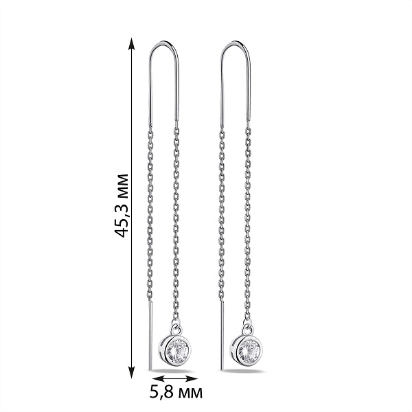 Срібні сережки-протяжки з фіанітами  (арт. 7502/С2Ф/4026) – зображення 2