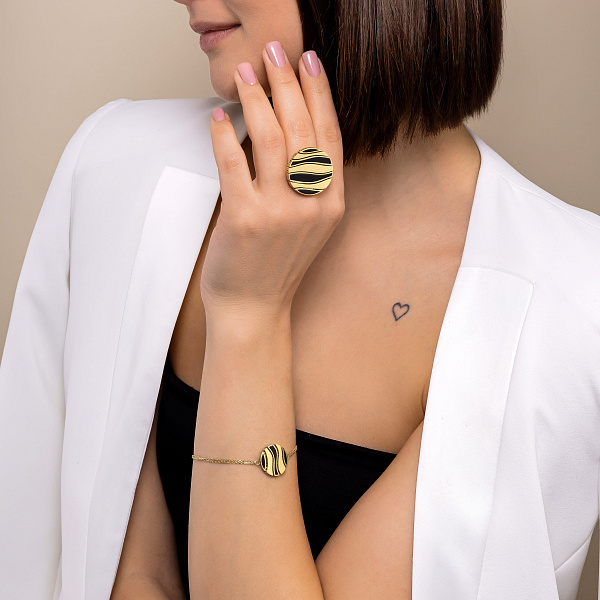 Браслет Francelli з жовтого золота з оніксом (арт. 326822жо) – зображення 3