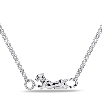 Фото Серебряное колье с альпинитом и фианитами (арт. 7507/1888еч)