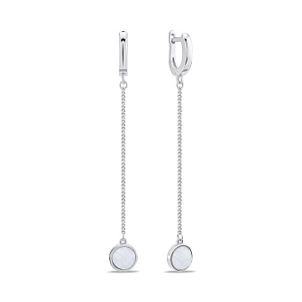 Длинные серебряные серьги с лунным камнем (арт. 7502/9708міс)