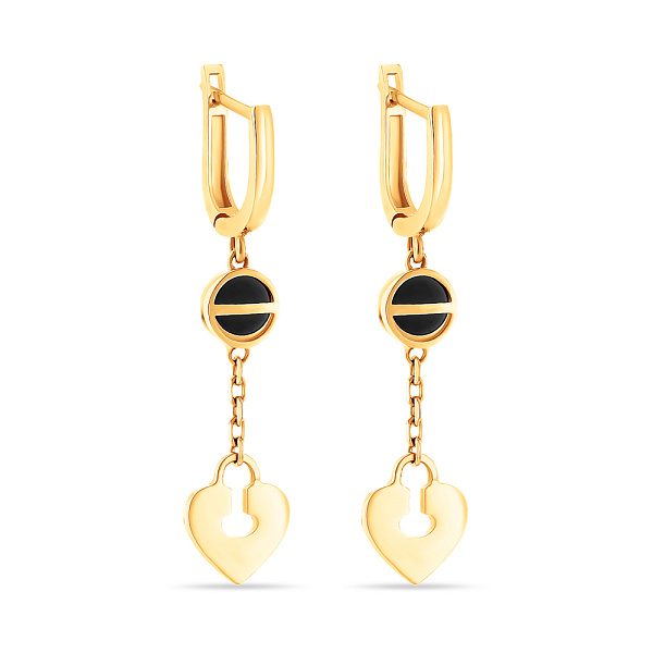 Сережки-подвески золотые с эмалью (арт. 107371жо) – изображение 1