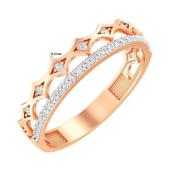 Золота каблучка з фіанітами (арт. 140774) – зображення 4