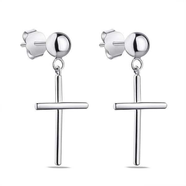 Серьги Крестики из серебра без камней (арт. 7518/С2/1342) – изображение 1