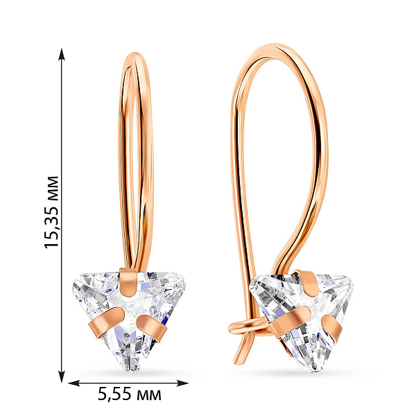 Дитячі сережки з червоного золота з фіанітами (арт. 105548) – зображення 2