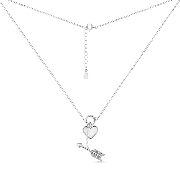 Серебряное колье с подвеской сердце с перламутром (арт. 7507/2709п) – изображение 2