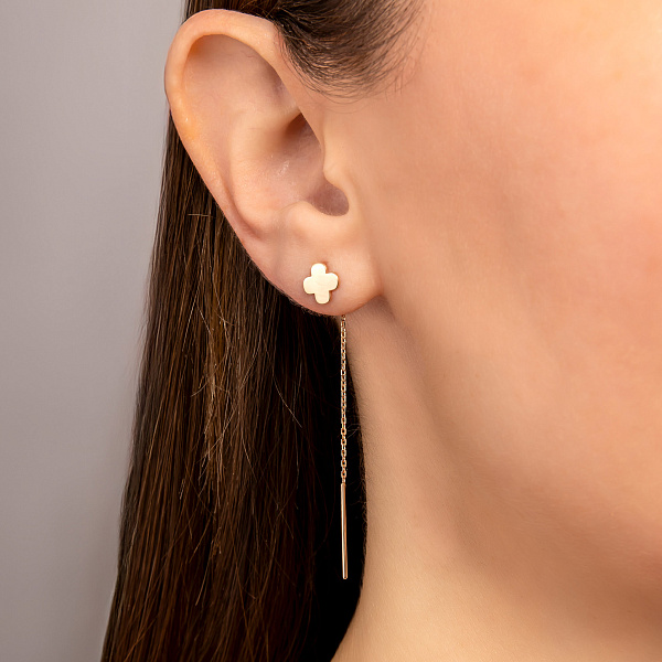 Сережки-протяжки из красного золота (арт. 110048) – изображение 5