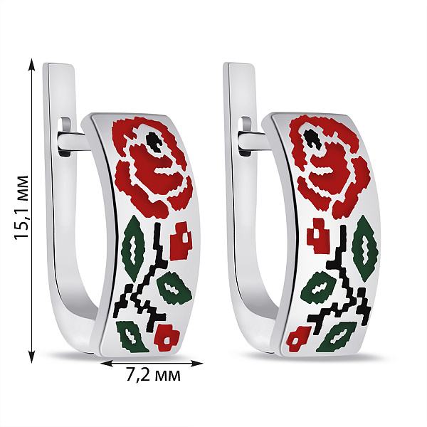 Серьги Вышиванка из серебра с эмалью (арт. 7502/А056ецвсю) – изображение 2