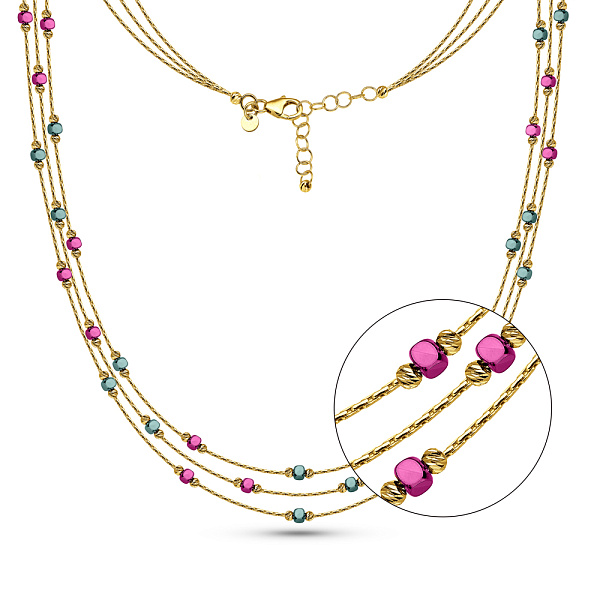 Багатошарове кольє Francelli з жовтого золота (арт. 352464жсмлн) – зображення 1