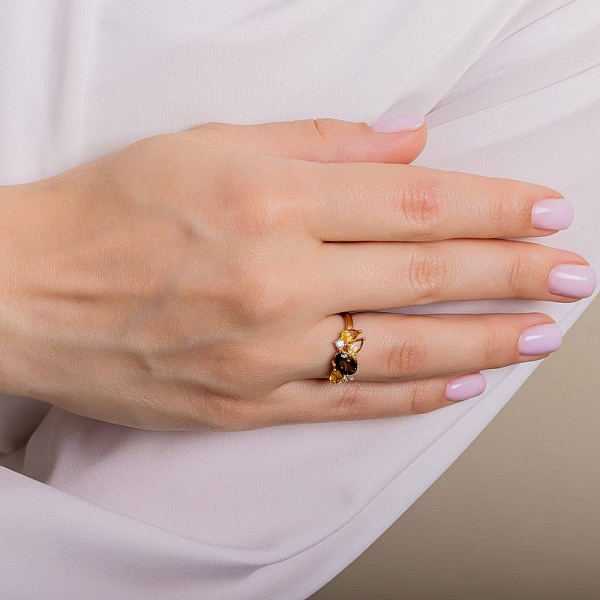 Золота каблучка з кварцом і цитрином (арт. 141256Пкрц) – зображення 2