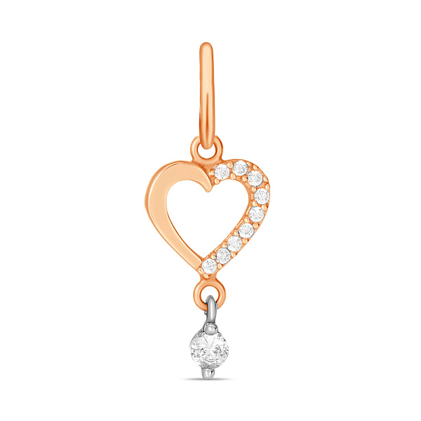 Кулон Серце з червоного золота з фіанітами (арт. 422179) – зображення 1