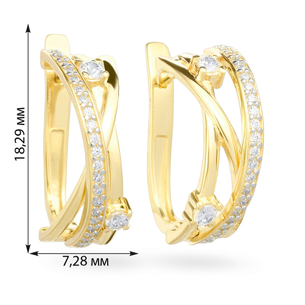 Сережки Синергия из желтого золота с фианитами (арт. 110179ж) – изображение 4