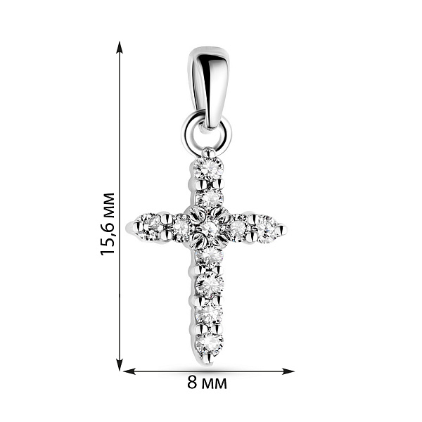 Крестик из белого золота с бриллиантами  (арт. 3100785202) – изображение 3