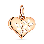 Кулон золотой Сердце в красном цвете металла (арт. 423845)