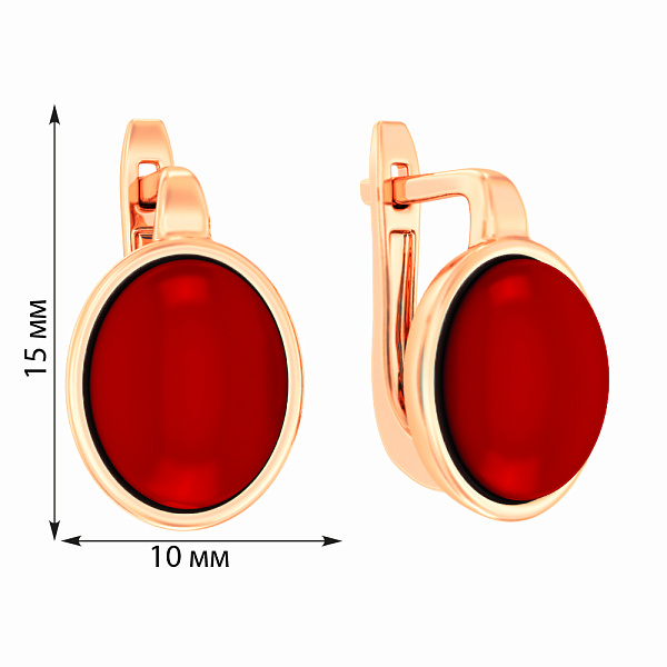 Сережки з червоного золота з коралом (арт. 111146ПкоГ) – зображення 3