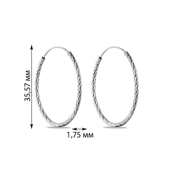 Серьги-кольца из серебра без вставок (арт. 7502/4371/35) – изображение 2