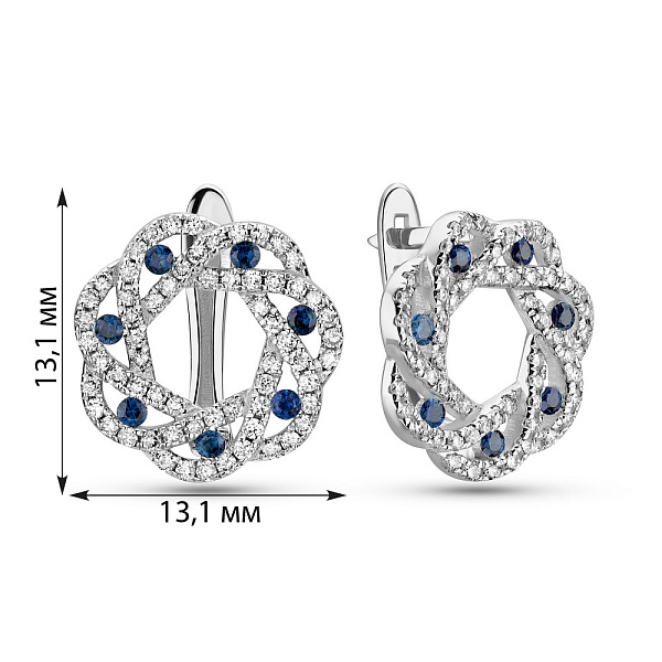 Золотые серьги с сапфирами и бриллиантами (арт. 2190380202с) – изображение 4