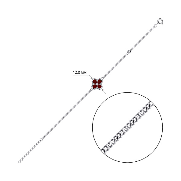 Серебряный браслет с сердоликом и фианитами (арт. 7509/4777Срдк) – изображение 2