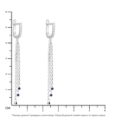 Довгі сережки зі срібла з альпінітами і фіанітами  (арт. 7502/3955ас)
