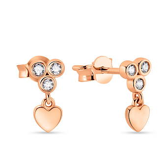 Фото Золотые миниатюрные серьги-пусеты с подвеской (арт. 108785)