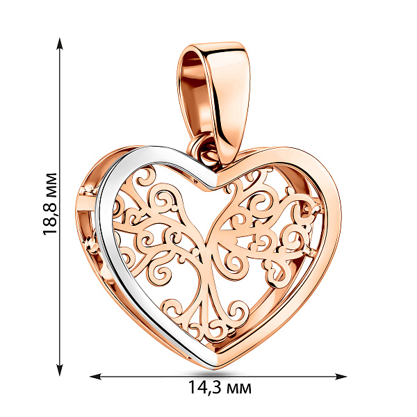 Кулон з червоного золота Сердечко (арт. 440709) – зображення 3