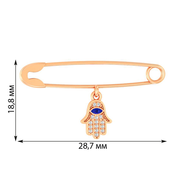 Золотая булавка с подвеской "Хамса" (арт. 360108с) – изображение 2