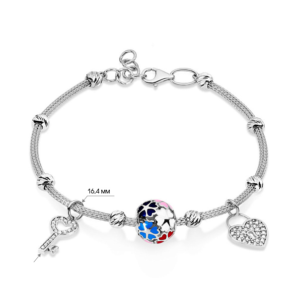 Браслет з білого золота з емаллю і фіанітами (арт. 325055бецвП2) – зображення 2