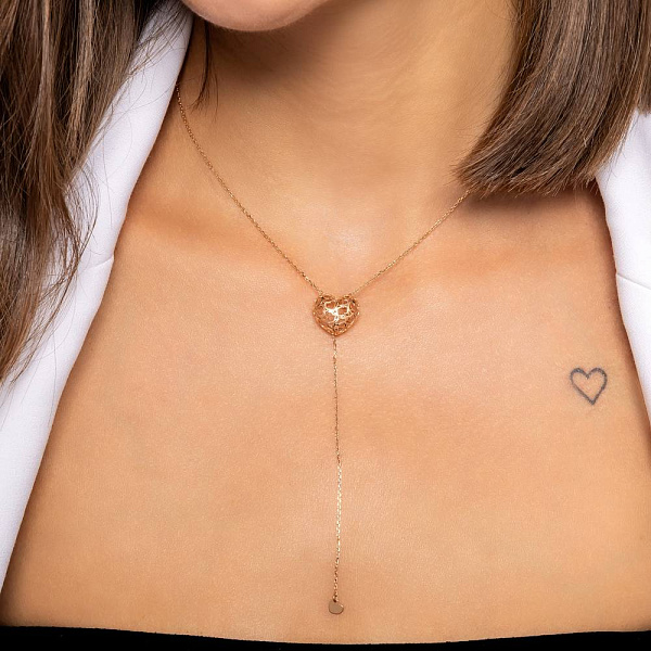 Кольє-краватка Серце з червоного золота (арт. 360270) – зображення 4