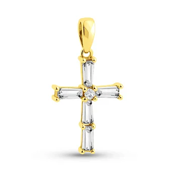 Золотий підвіс Хрест з фіанітами (арт. 421685ж)