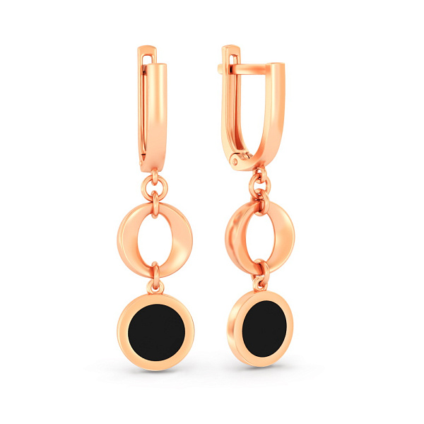 Золотые серьги-подвески с эмалью Лýна (арт. 110025еч) – изображение 1