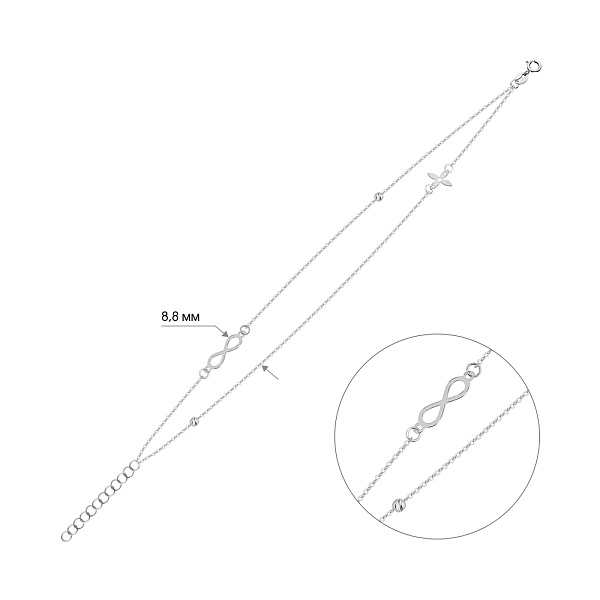 Двойной браслет из белого золота (арт. 326923б) – изображение 2