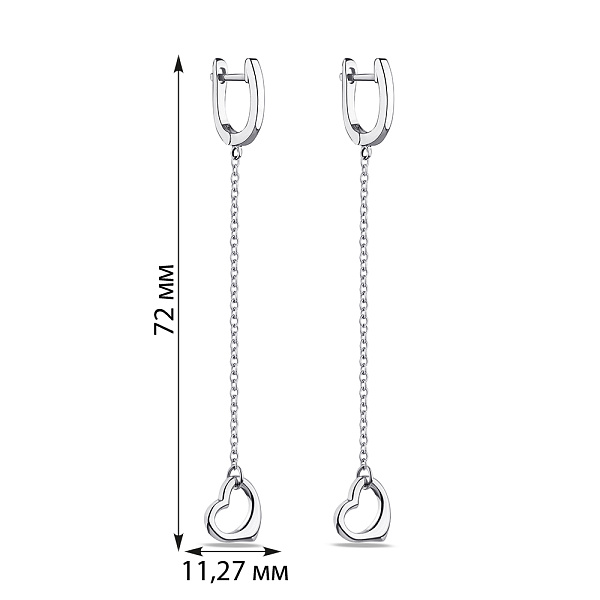 Серьги-подвески Trendy Style из серебра "Сердечки" без вставок (арт. 7502/4446) – изображение 2
