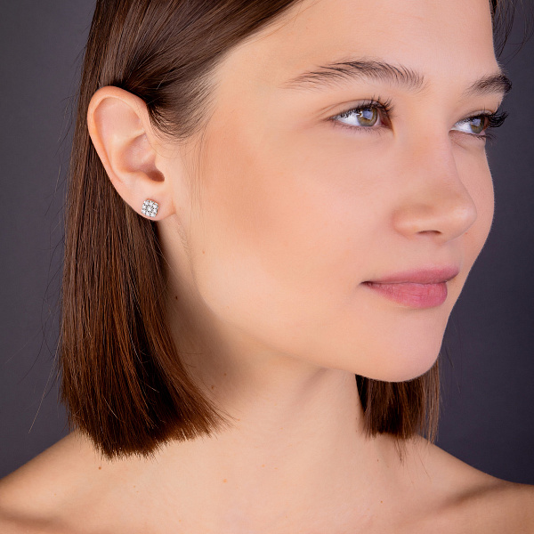 Золоті сережки пусети з діамантами (арт. С341308020б) – зображення 3