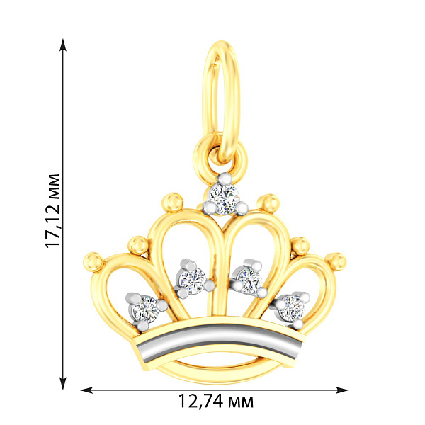 Кулон Корона из желтого золота с фианитами (арт. 440615ж) – изображение 2