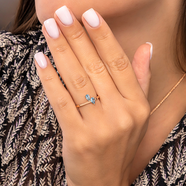 Золота каблучка з топазом (арт. 141234Птг) – зображення 2