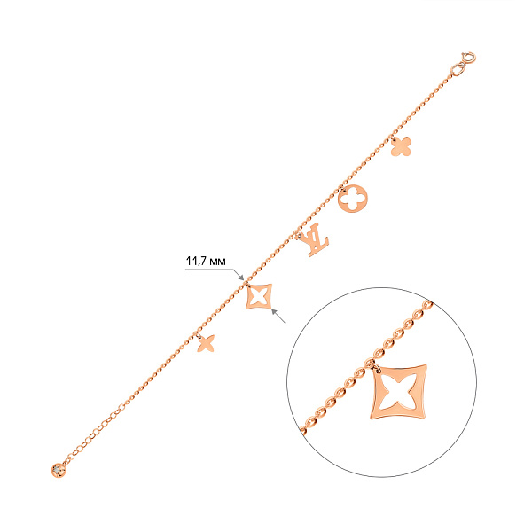 Золотий браслет з підвісками (арт. 323188/1) – зображення 2