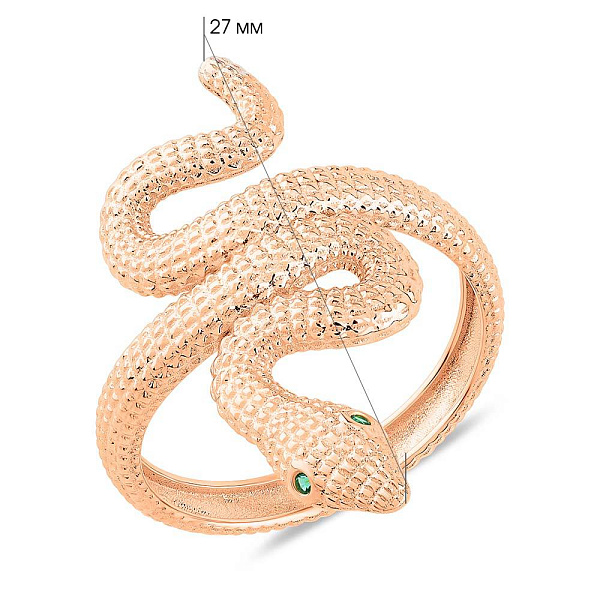 Золота каблучка Змія з фіанітами (арт. 1401057з) – зображення 4