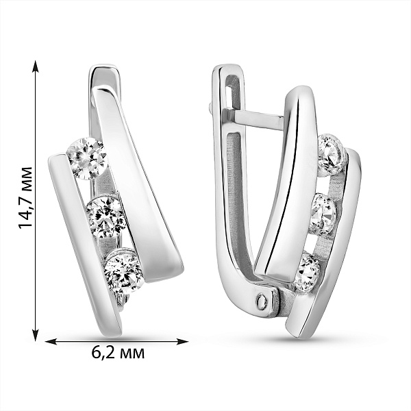 Серебряные серьги с фианитами (арт. 7502/1550С) – изображение 2