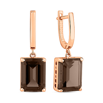 Золотые серьги-подвески с кварцем (арт. 103093Кд)