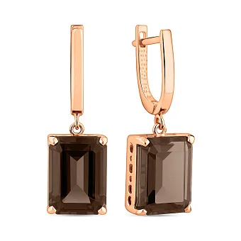 Золотые серьги-подвески с кварцем (арт. 103093Кд)